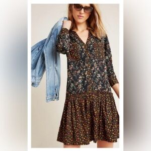 Anthropologie Maeve Floral Long Sleeve Marlie Tunic Dress